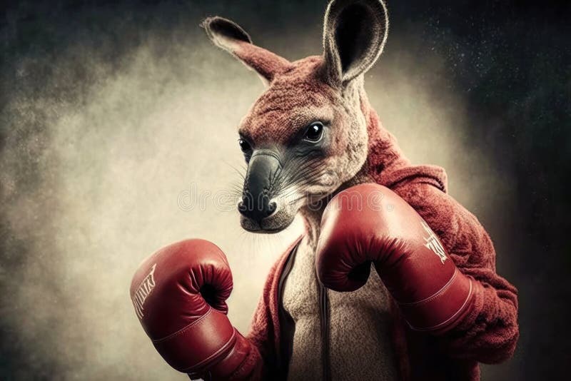 The Fight for the Outback. Kangaroo Boxing. Generative Ai Stock