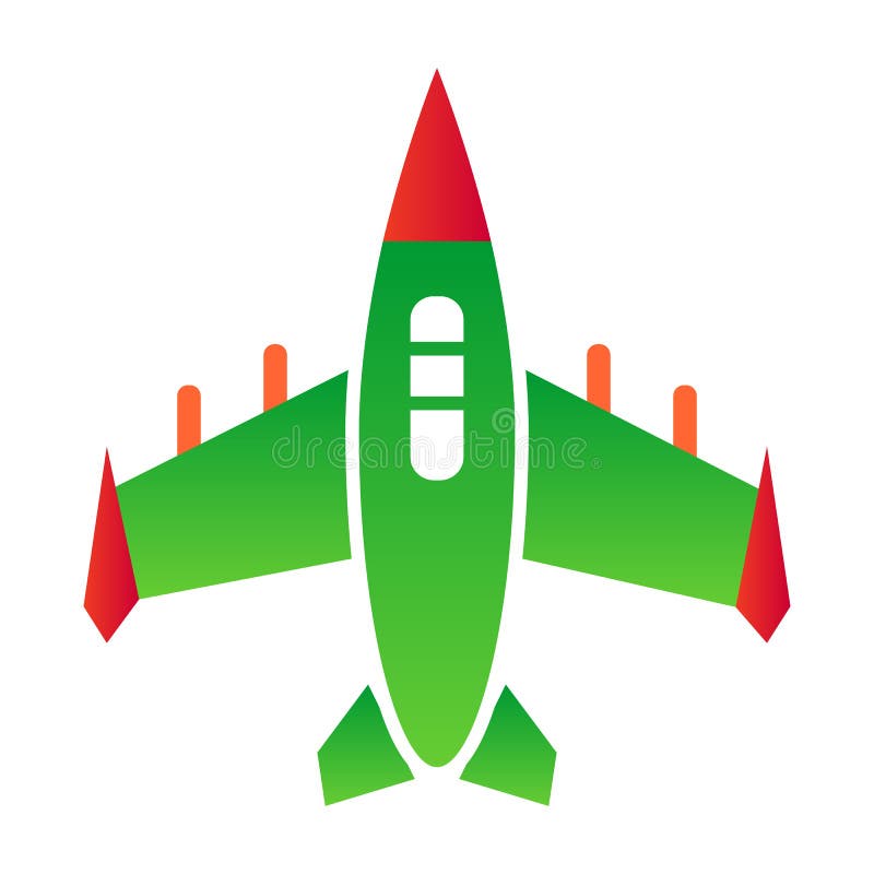 Fighter aircraft flat icon. Airplane vector illustration isolated on white. Jet fighter gradient style design, designed stock illustration