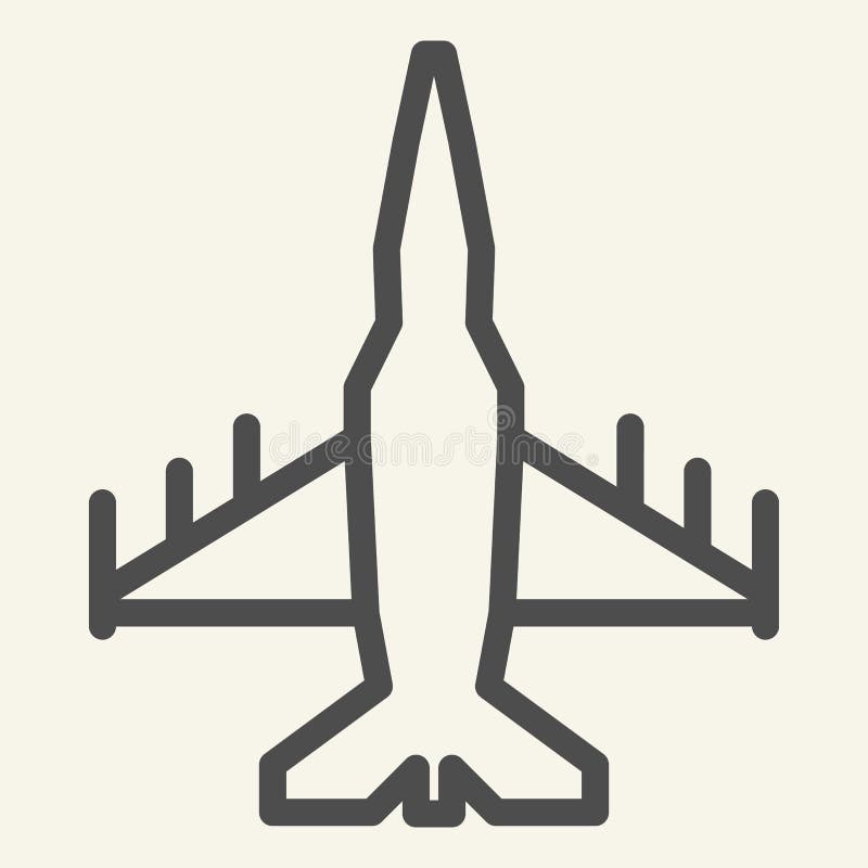 Fighter aircraft line icon. Military airplane vector illustration isolated on white. Aviation outline style design royalty free illustration