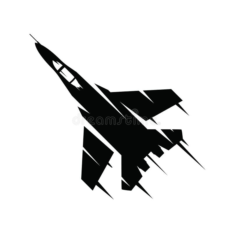 Fighter jet flying on a white background. Military air plane flying in sky isolated on white background. royalty free illustration