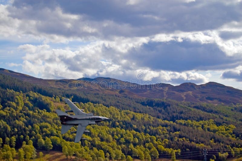 Fighter jet and scottish hills