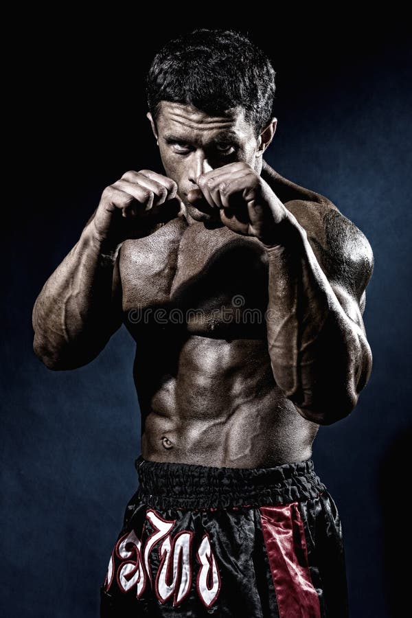 Kickboxer in Fighting Stance Stock Photo Image of competitive