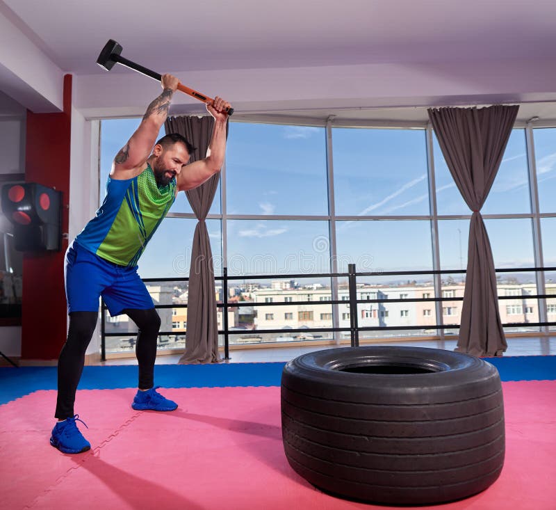 Fighter Training with Sledgehammer Stock Photo Image of strong