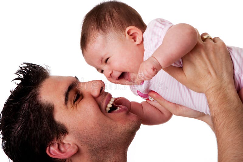 Figlia di risata felice del bambino e del padre fotografia stock libera da diritti Figlia di risata felice del bambino e del padre fotografia stock libera da diritti