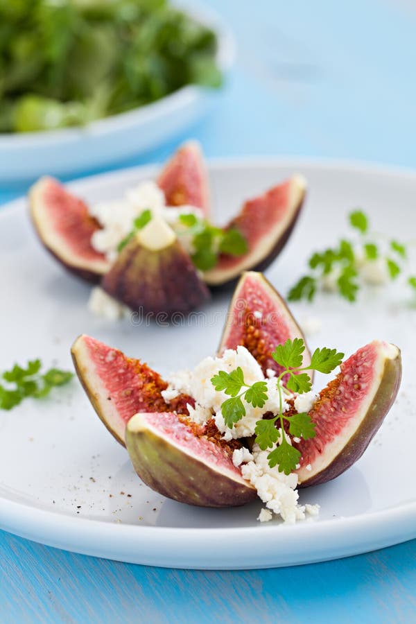 Figs with feta cheese stock image. Image of meal, herbs 30024233