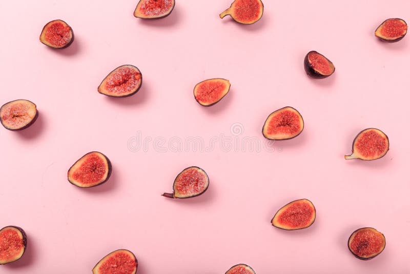 Figs on Pink Texture Background Image Stock Photo Image of food