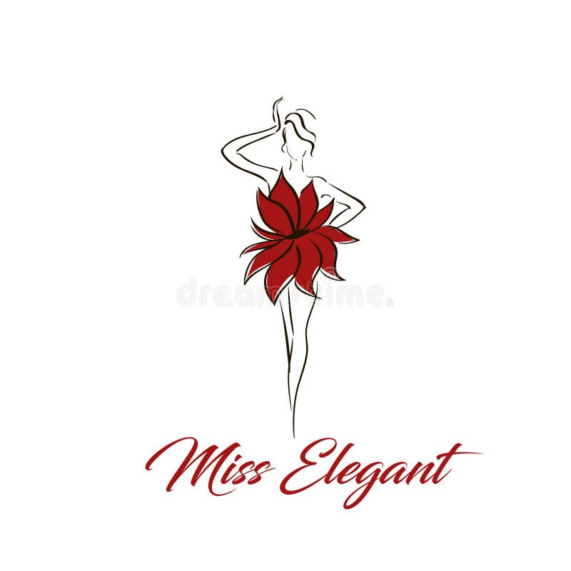 Figura da senhora em um logotipo do vestido da flor