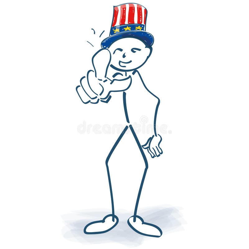 Figura del palillo con el finger que señala como tío Sam ilustración del vector Figura del palillo con el finger que señala como tío Sam ilustración del vector