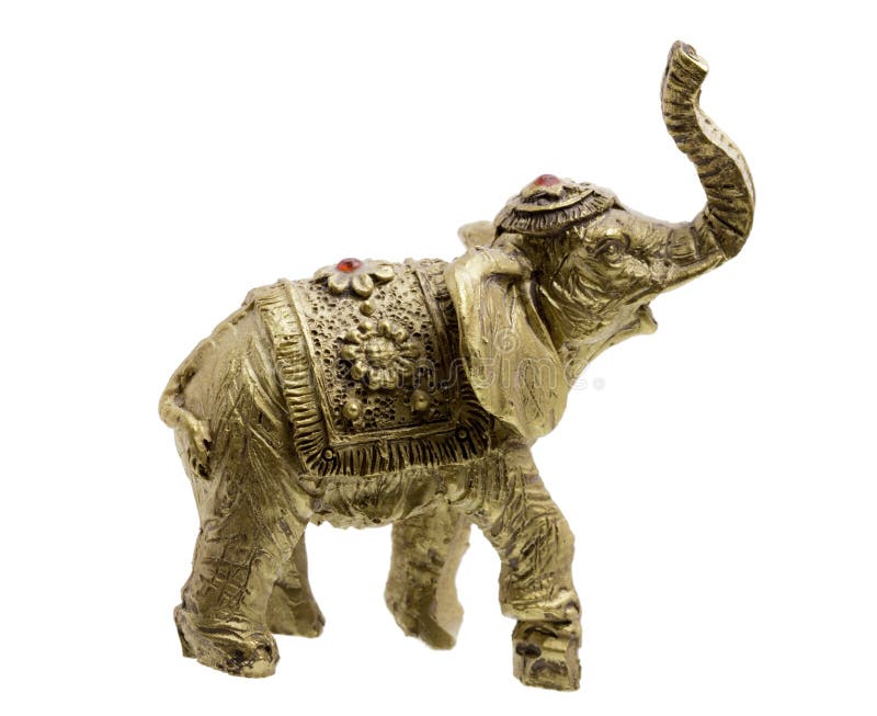 Figura do ouro do elefante em um branco