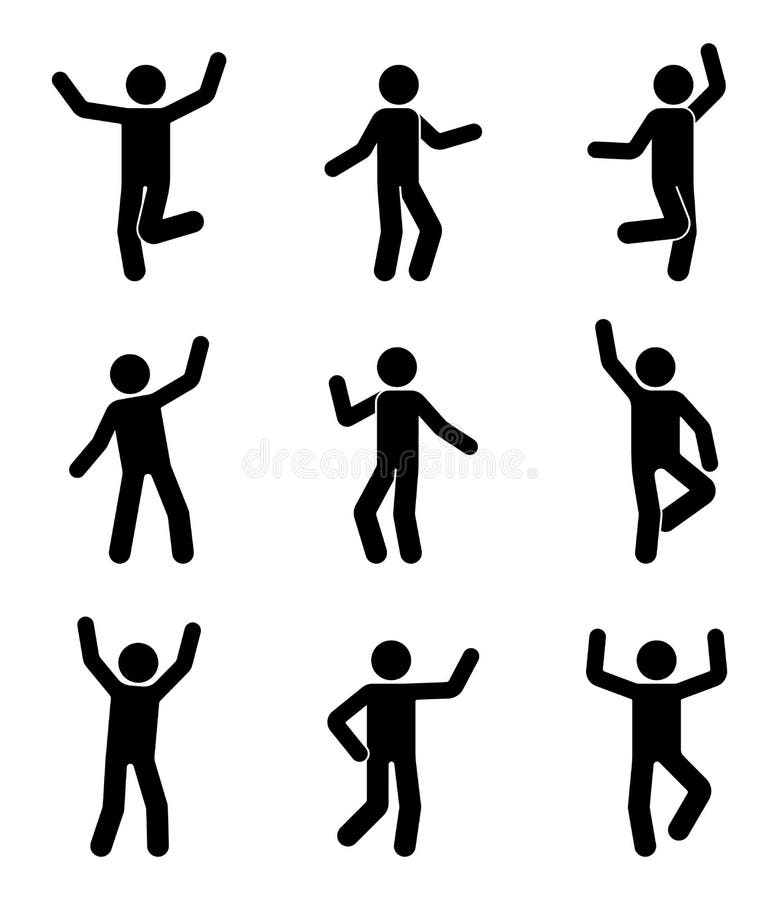 Figura feliz grupo da vara dos povos do ícone Homem em poses diferentes que comemora o pictograma ilustração royalty free Figura feliz grupo da vara dos povos do ícone Homem em poses diferentes que comemora o pictograma ilustração royalty free
