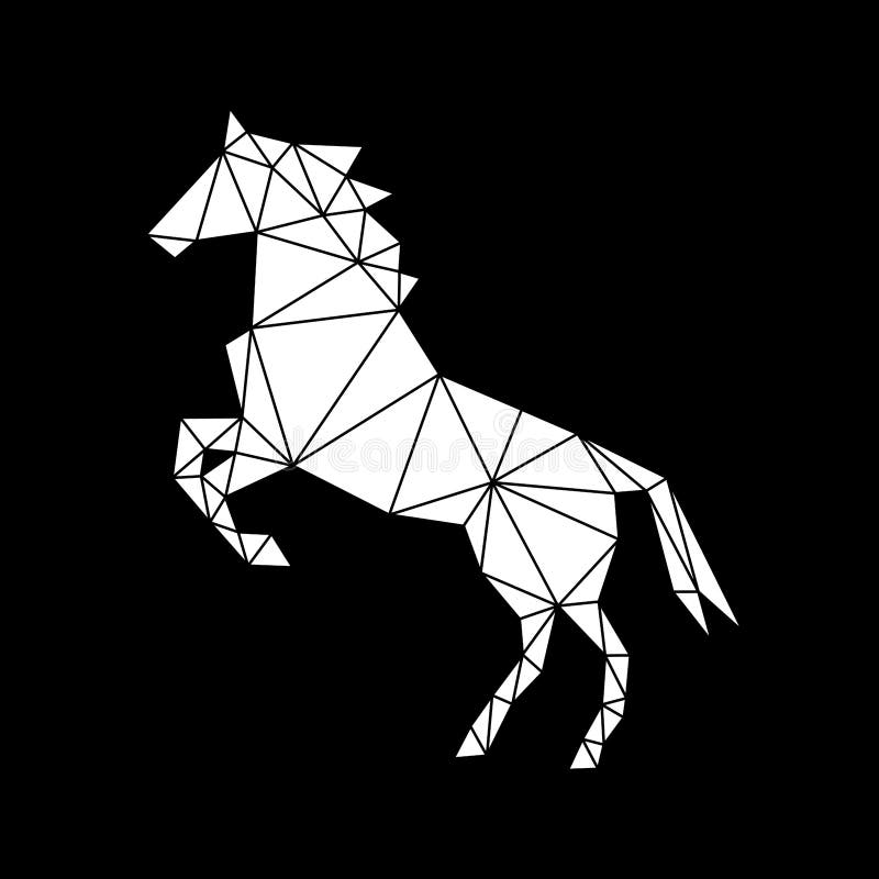 Figura Geométrica Creativa De Un Caballo Galopante Hecho De Triángulos Blancos Sobre Un Fondo Negro Stock de ilustración - Ilustración de trazado, caballo: 160929444 Figura Geométrica Creativa De Un Caballo Galopante Hecho De Triángulos Blancos Sobre Un Fondo Negro Stock de ilustración - Ilustración de trazado, caballo: 160929444