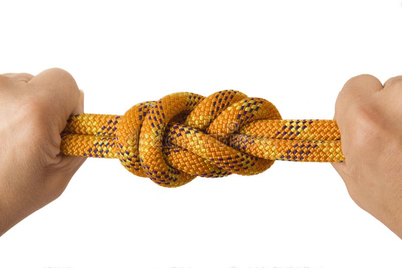 Figura otto nodi nella doppia corda con due pugni immagini stock Figura otto nodi nella doppia corda con due pugni immagini stock