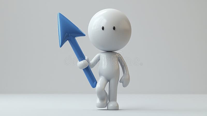 Figura A piedi con freccia blu verso obiettivi futuri illustrazione di stock