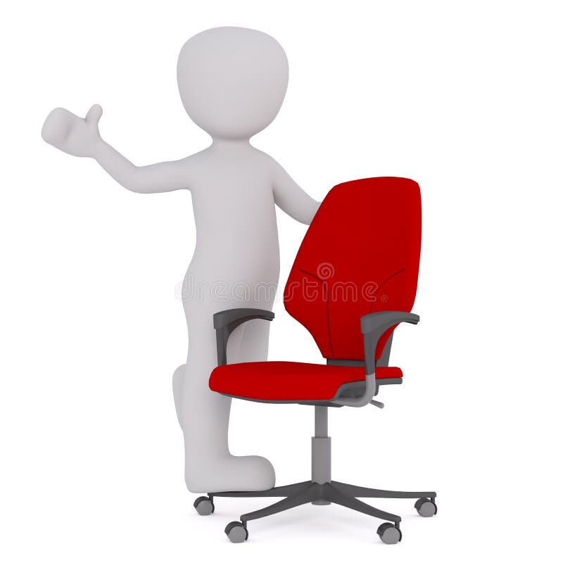 Figura positiva dos desenhos animados com a cadeira vermelha do escritório ilustração stock Figura positiva dos desenhos animados com a cadeira vermelha do escritório ilustração stock