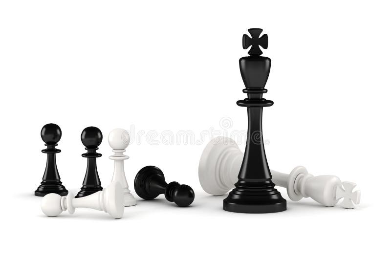 Rei de ilustração de xadrez 3D, bispo de rainha e torre de cavalo