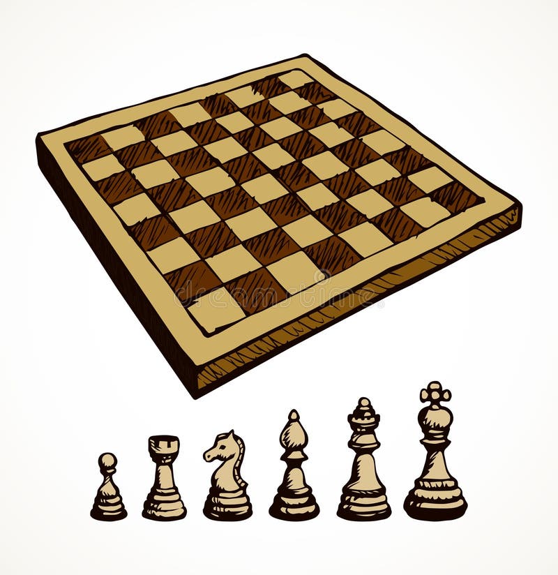 figuras de desenho de uma linha única de xadrez de madeira no