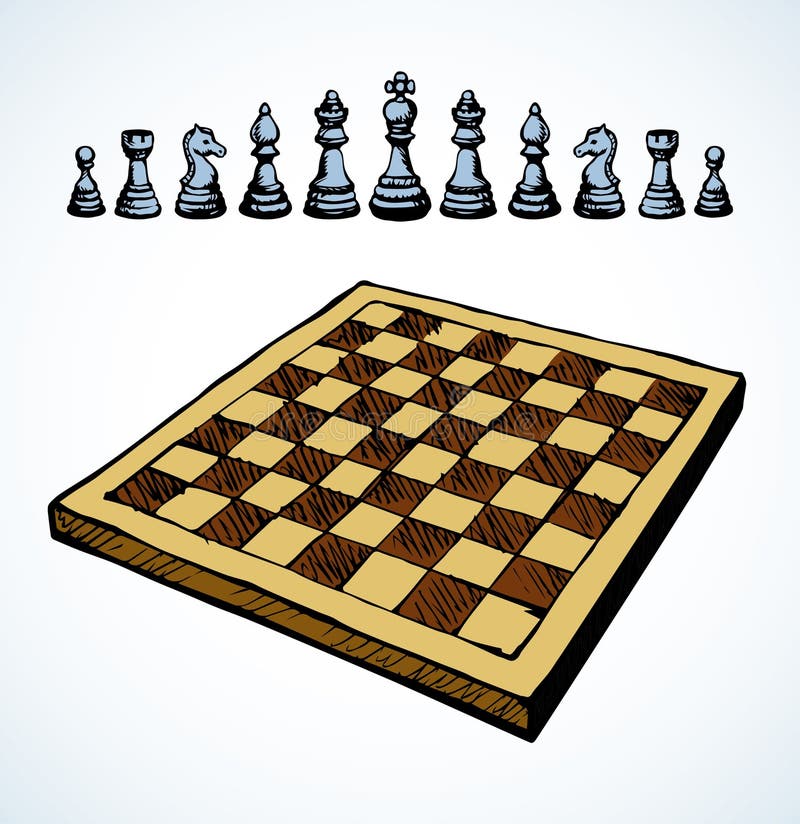 figuras de desenho de uma linha única de xadrez de madeira no