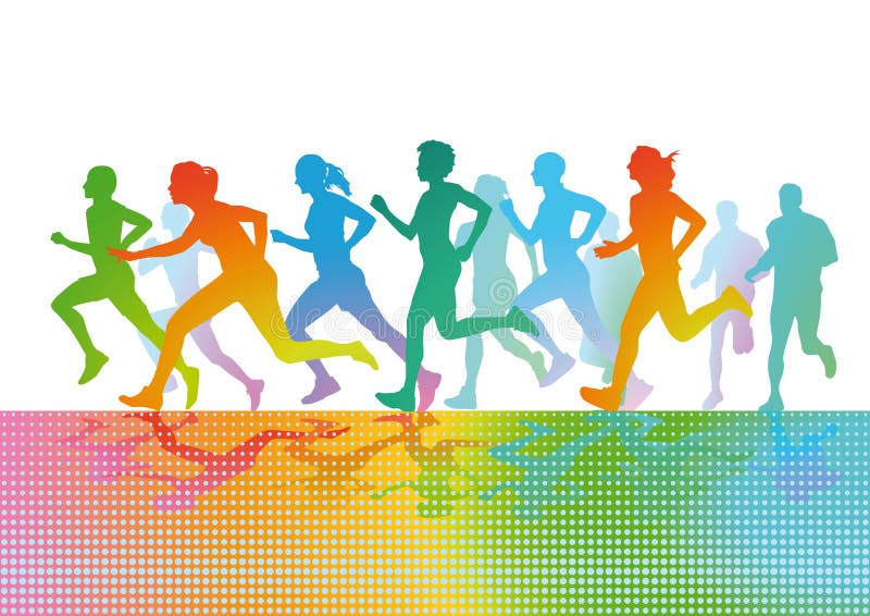 Figure colorate che corrono royalty illustrazione gratis