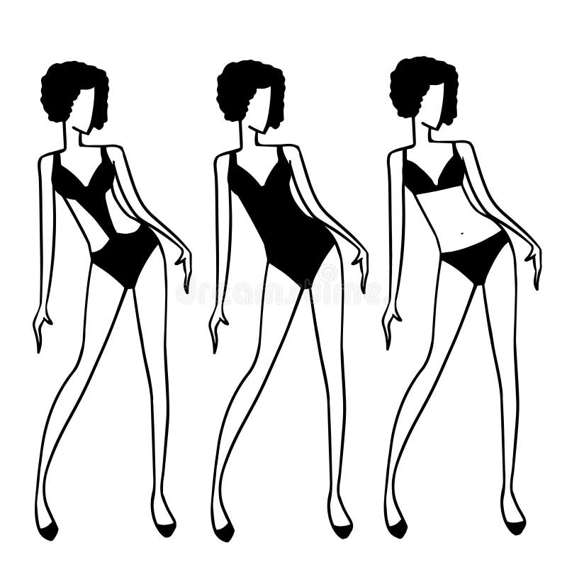 Figure Delle Donne In Costume Da Bagno Differente Di