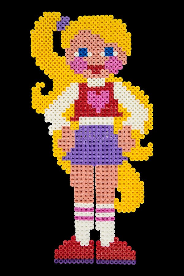 Girl figure doll made from plastic beads