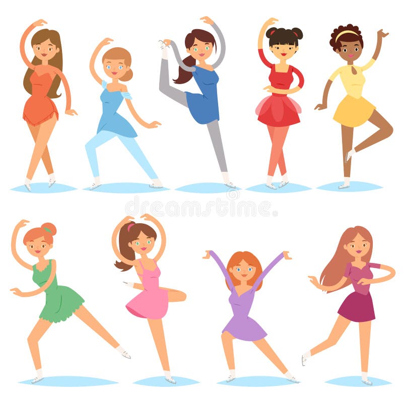 Figure ice skater vector women beauty sport girls doing exercise and tricks jump characters dancer figurist skates girls stock illustration Figure ice skater vector women beauty sport girls doing exercise and tricks jump characters dancer figurist skates girls stock illustration