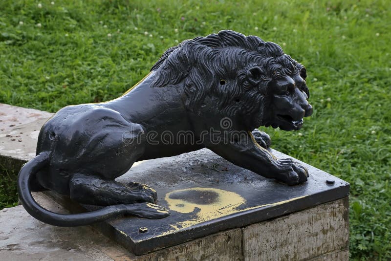 The Figure of a Lion on a Pedestal. Stock Image Image of