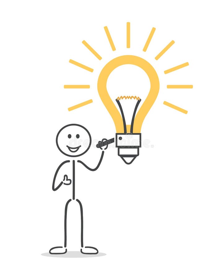 Stick Figure Stick Man Light Bulb Idea Stock Illustrations 171 Stick