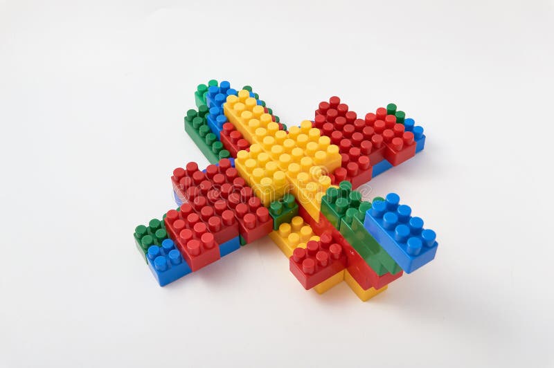 Figures from a colored cubes designer on a white background royalty free stock image