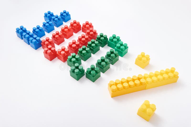 Figures from a colored cubes designer on a white background stock photos