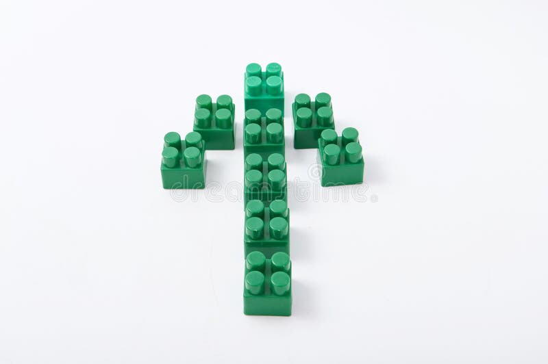 Figures from a colored cubes designer on a white background stock photo
