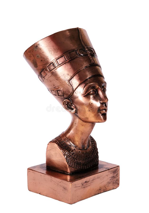 Figurilla de la reina egipcia Nefertiti en el fondo blanco imagen de archivo Figurilla de la reina egipcia Nefertiti en el fondo blanco imagen de archivo