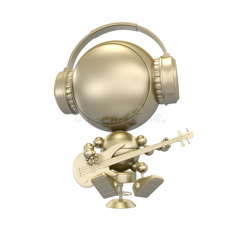 Figurine d'or de robot - musicien