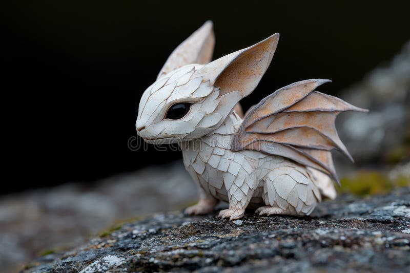 Figurină dragonică detaliată pe suprafața stâncoasă royalty free illustration