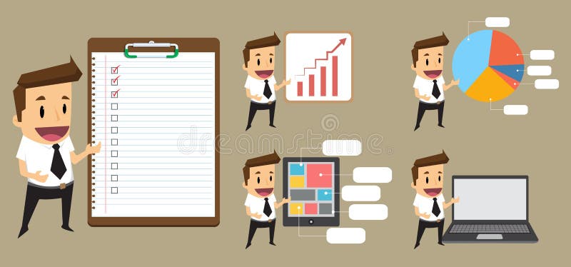 Fije al hombre de negocios que da una presentación ilustración del vector Fije al hombre de negocios que da una presentación ilustración del vector