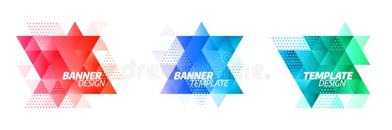 Fije de banderas abstractas modernas del vector Triángulos aislados de la pendiente con las líneas geométricas, puntos stock de ilustración Fije de banderas abstractas modernas del vector Triángulos aislados de la pendiente con las líneas geométricas, puntos stock de ilustración