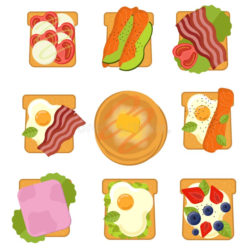 Fije de bocadillos con diverso ejemplo del vector de los ingredientes ilustración del vector Fije de bocadillos con diverso ejemplo del vector de los ingredientes ilustración del vector