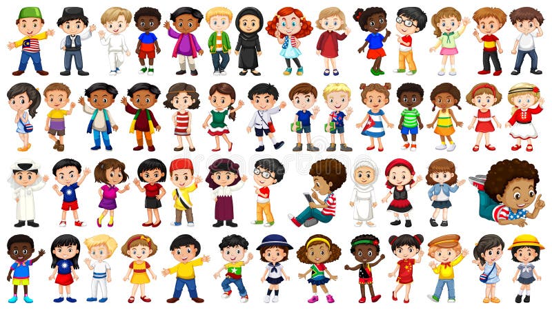 Fije de carácter internacional de los niños stock de ilustración Fije de carácter internacional de los niños stock de ilustración