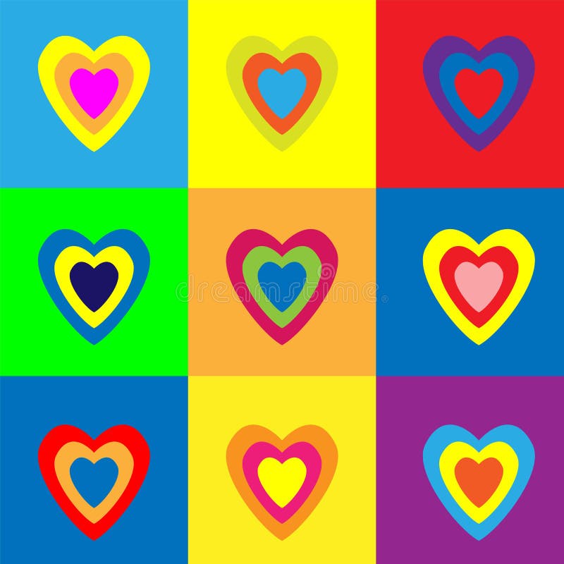 Fije de corazones coloridos en fondo del color Ilustración del vector stock de ilustración Fije de corazones coloridos en fondo del color Ilustración del vector stock de ilustración