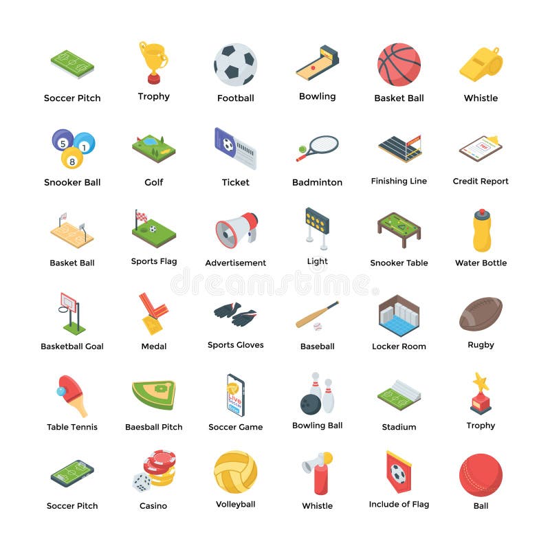 Game equipments vectors pack in creative isometric vectors, perfect for sports, web designing and mobile icons. Edit and use as per need. Game equipments vectors pack in creative isometric vectors, perfect for sports, web designing and mobile icons. Edit and use as per need.