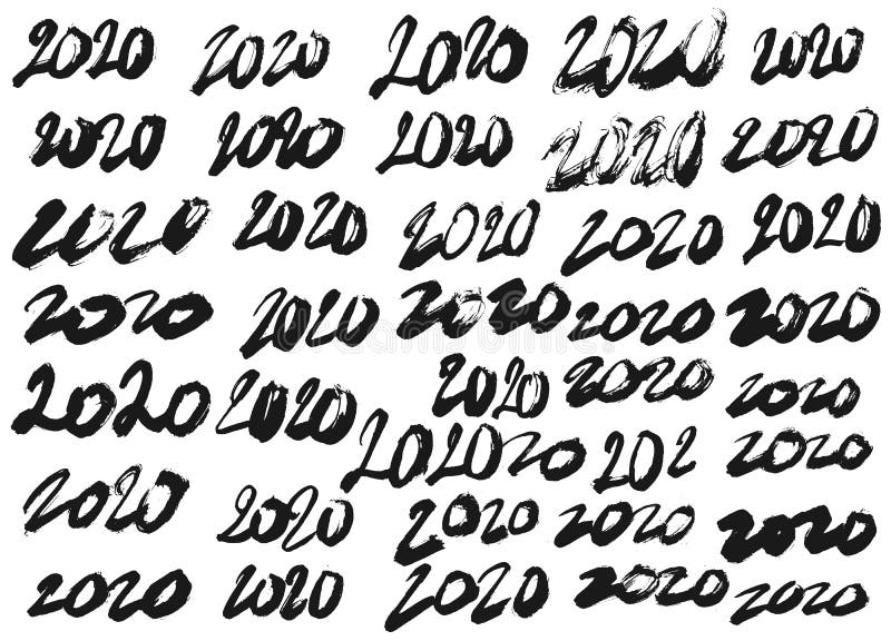 Fije de diversos números a mano 2020 stock de ilustración Fije de diversos números a mano 2020 stock de ilustración