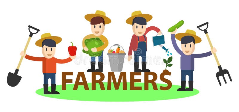 Fije de granjeros y de jardineros divertidos planos con las herramientas y las verduras Caracteres del vector fijados Comcept de libre illustration Fije de granjeros y de jardineros divertidos planos con las herramientas y las verduras Caracteres del vector fijados Comcept de libre illustration