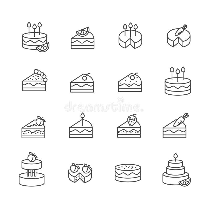 Fije de icono del postre de la torta Concepto de la fiesta de cumpleaños aislado en el fondo blanco stock de ilustración Fije de icono del postre de la torta Concepto de la fiesta de cumpleaños aislado en el fondo blanco stock de ilustración