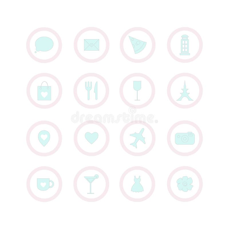 Fije de 16 iconos del vector para las redes, el sitio web, las etiquetas engomadas, el etc stock de ilustración Fije de 16 iconos del vector para las redes, el sitio web, las etiquetas engomadas, el etc stock de ilustración