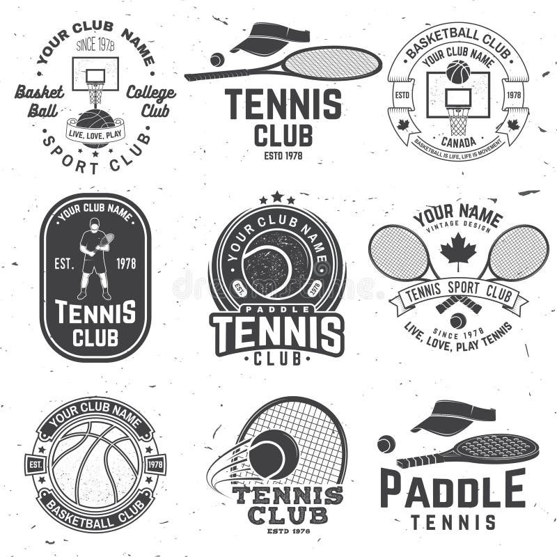 Fije de insignia del baloncesto y del tenis, de emblema o de muestra Vector Concepto para la camisa, la impresi?n o la camiseta D