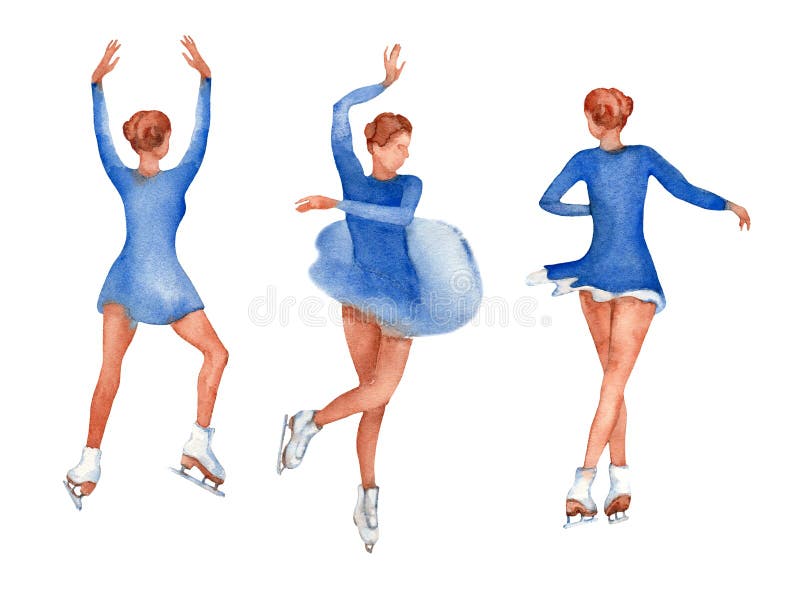 Fije de la figura patinador joven que baila danza india en diversa posición stock de ilustración Fije de la figura patinador joven que baila danza india en diversa posición stock de ilustración