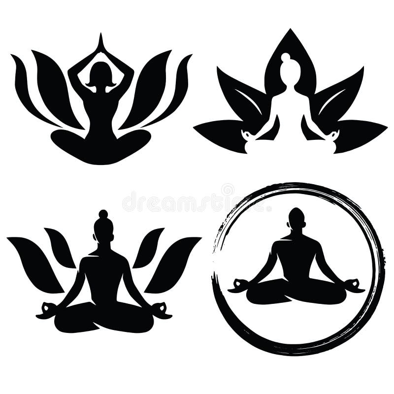 Fije de la yoga Logo Design Vector de la meditación ilustración del vector Fije de la yoga Logo Design Vector de la meditación ilustración del vector