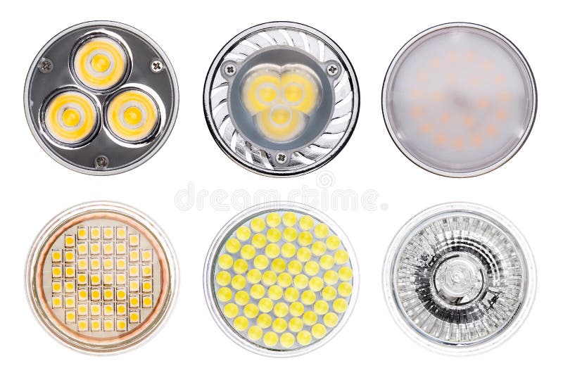 Fije de las lámparas de la luz del LED aisladas en el fondo blanco fotos de archivo libres de regalías Fije de las lámparas de la luz del LED aisladas en el fondo blanco fotos de archivo libres de regalías