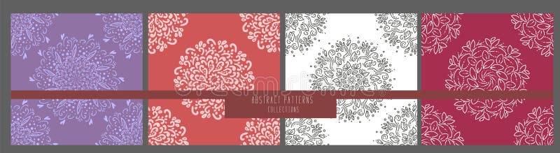 Fije de modelo con las flores del extracto del garabato Textura adornada del zentangle Vector el modelo incons?til para el papel stock de ilustración Fije de modelo con las flores del extracto del garabato Textura adornada del zentangle Vector el modelo incons?til para el papel stock de ilustración