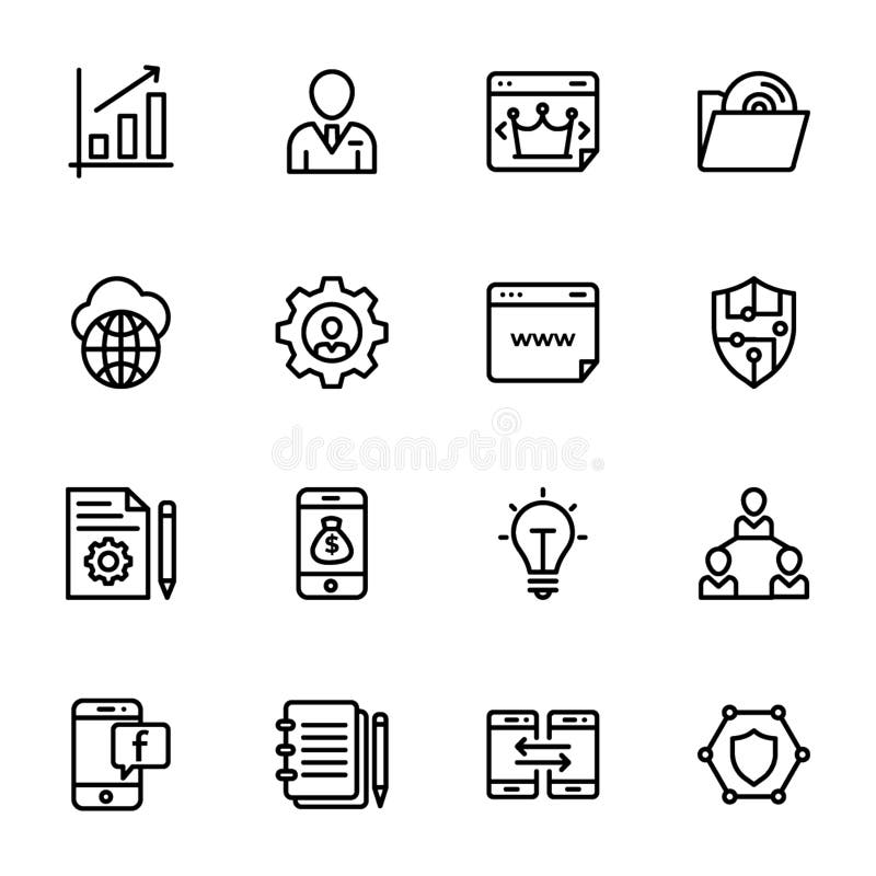 Fije de Seo y de la línea iconos de la web ilustración del vector Fije de Seo y de la línea iconos de la web ilustración del vector