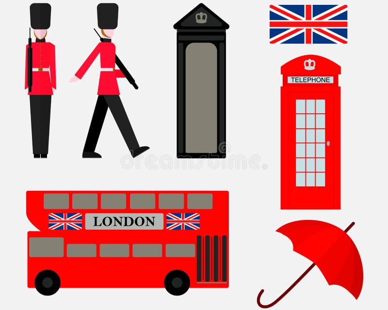 Fije de símbolos de los elementos de Londres stock de ilustración Fije de símbolos de los elementos de Londres stock de ilustración